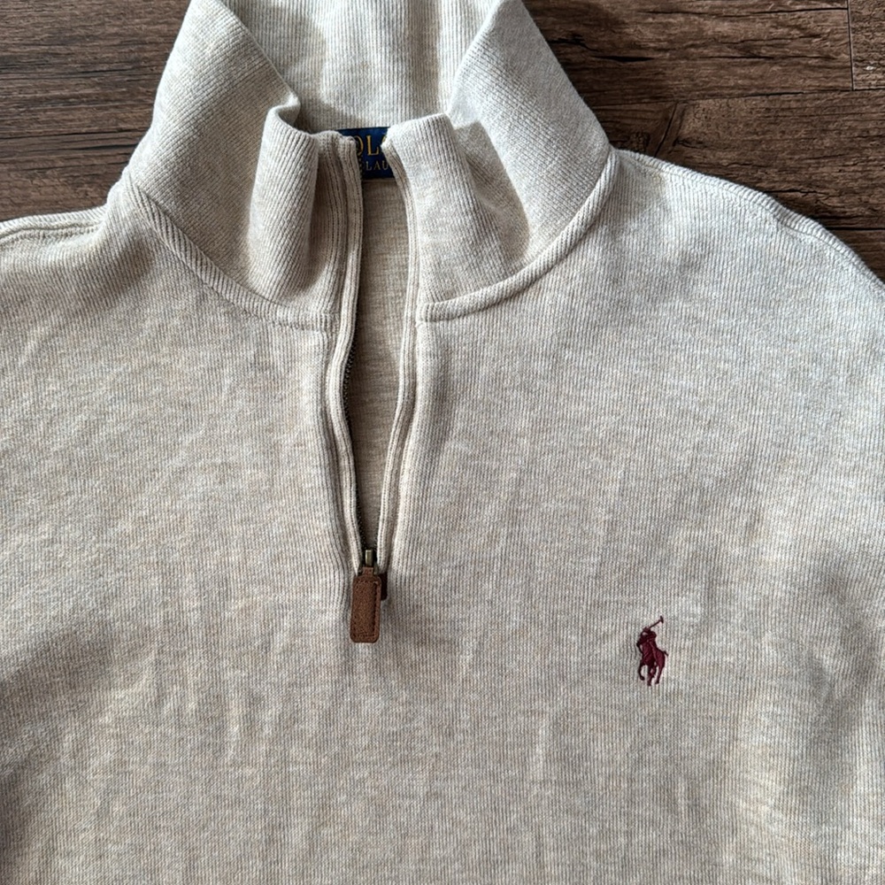 **LIKE NEW** Men’s Polo Quarter Zip Pullover Sweater - Picture 3 of 7